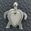 Dije Elegante 05.391.0006.1 Plata Rodinada, Diseño de Tortuga, con Opal Blanca, Pulido, Tono Plateado