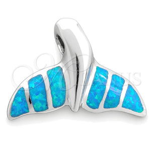 Dije Elegante 05.391.0007 Plata Rodinada, Diseño de Pescado, con Opal Bermuda Blue, Pulido, Tono Plateado