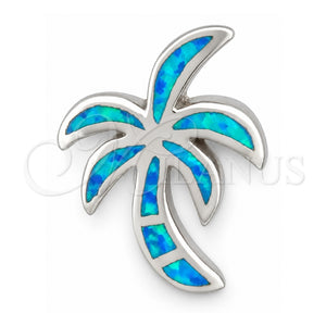 Dije Elegante 05.391.0008 Plata Rodinada, Diseño de Palmera, con Opal Bermuda Blue, Pulido, Tono Plateado