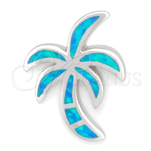 Dije Elegante 05.391.0008 Plata Rodinada, Diseño de Palmera, con Opal Bermuda Blue, Pulido, Tono Plateado