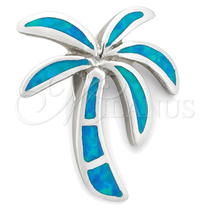 Dije Elegante 05.391.0009 Plata Rodinada, Diseño de Palmera, con Opal Bermuda Blue, Pulido, Tono Plateado