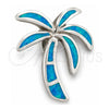 Dije Elegante 05.391.0009 Plata Rodinada, Diseño de Palmera, con Opal Bermuda Blue, Pulido, Tono Plateado