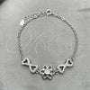 Pulsera Elegante 03.398.0001.07 Plata Rodinada, Diseño de Flor, con Zirconia Cubica Blanca, Pulido, Tono Plateado (Grosor 02 MM, 7 Pulgadas de Largo)