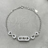 Pulsera Elegante 03.398.0002.07 Plata Rodinada, Diseño de Corazón, con Zirconia Cubica Blanca, Pulido, Tono Plateado (Grosor 02 MM, 7 Pulgadas de Largo)
