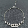 Pulsera Elegante 03.398.0002.07 Plata Rodinada, Diseño de Corazón, con Zirconia Cubica Blanca, Pulido, Tono Plateado (Grosor 02 MM, 7 Pulgadas de Largo)