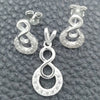 Juego de Arete y Dije de Adulto 10.398.0017 Plata Rodinada, Diseño de Infinito, Pulido, Tono Plateado