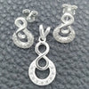Juego de Arete y Dije de Adulto 10.398.0017 Plata Rodinada, Diseño de Infinito, Pulido, Tono Plateado