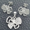 Juego de Arete y Dije de Adulto 10.398.0020 Plata Rodinada, Diseño de Mariposa, Pulido, Tono Plateado
