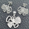 Juego de Arete y Dije de Adulto 10.398.0020 Plata Rodinada, Diseño de Mariposa, Pulido, Tono Plateado