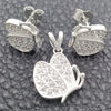 Juego de Arete y Dije de Adulto 10.398.0021 Plata Rodinada, Diseño de Mariposa, Pulido, Tono Plateado