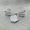 Juego de Arete y Dije de Adulto 10.398.0021 Plata Rodinada, Diseño de Mariposa, Pulido, Tono Plateado