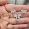 Juego de Arete y Dije de Adulto 10.398.0023 Plata Rodinada, Diseño de Mariposa, Pulido, Tono Plateado