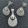 Juego de Arete y Dije de Adulto 10.398.0025 Plata Rodinada, Diseño de Gota, Pulido, Tono Plateado