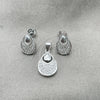 Juego de Arete y Dije de Adulto 10.398.0025 Plata Rodinada, Diseño de Gota, Pulido, Tono Plateado