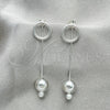 Arete Largo 02.399.0002 Plata Rodinada, Diseño de Bola, Pulido, Tono Plateado