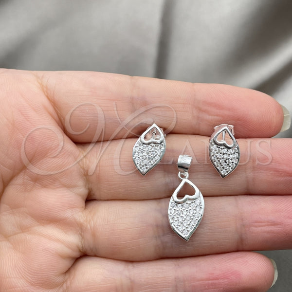 Juego de Arete y Dije de Adulto 10.398.0026 Plata Rodinada, Diseño de Gota, Pulido, Tono Plateado