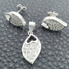 Juego de Arete y Dije de Adulto 10.398.0026 Plata Rodinada, Diseño de Gota, Pulido, Tono Plateado