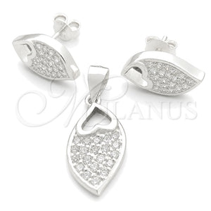 Juego de Arete y Dije de Adulto 10.398.0026 Plata Rodinada, Diseño de Gota, Pulido, Tono Plateado