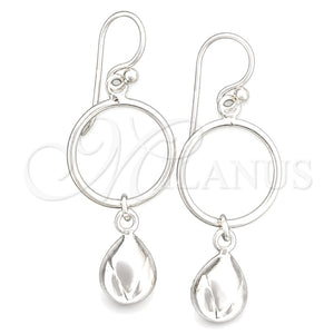 Arete Largo 02.399.0003 Plata Rodinada, Diseño de Gota, Pulido, Tono Plateado