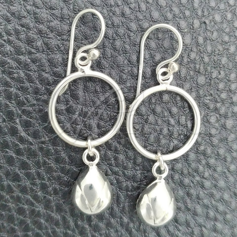 Arete Largo 02.399.0003 Plata Rodinada, Diseño de Gota, Pulido, Tono Plateado