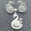 Juego de Arete y Dije de Adulto 10.398.0027 Plata Rodinada, Diseño de Cisne, Pulido, Tono Plateado