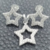 Juego de Arete y Dije de Adulto 10.398.0028 Plata Rodinada, Diseño de Estrella, con Zirconia Cubica Blanca, Pulido, Tono Plateado