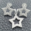 Juego de Arete y Dije de Adulto 10.398.0028 Plata Rodinada, Diseño de Estrella, con Zirconia Cubica Blanca, Pulido, Tono Plateado
