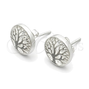 Arete Dormilona 02.399.0008 Plata Rodinada, Diseño de Ãrbol, Pulido, Tono Plateado