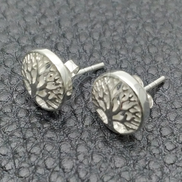 Arete Dormilona 02.399.0008 Plata Rodinada, Diseño de Ãrbol, Pulido, Tono Plateado