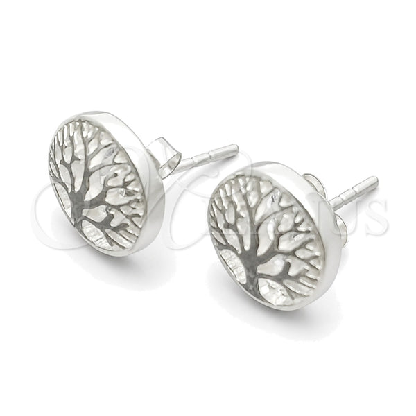Arete Dormilona 02.399.0008 Plata Rodinada, Diseño de Ãrbol, Pulido, Tono Plateado