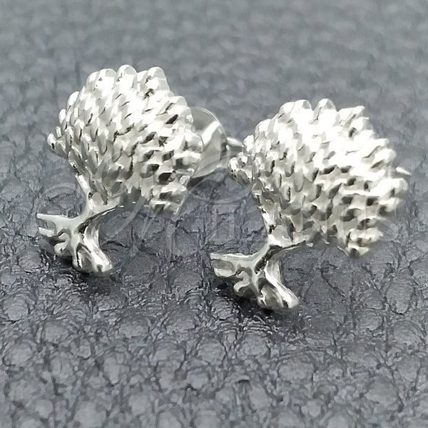 Arete Dormilona 02.399.0009 Plata Rodinada, Diseño de Ãrbol, Pulido, Tono Plateado