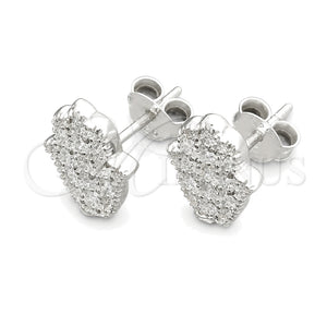 Arete Dormilona 02.399.0010 Plata Rodinada, Diseño de Manos, Pulido, Tono Plateado
