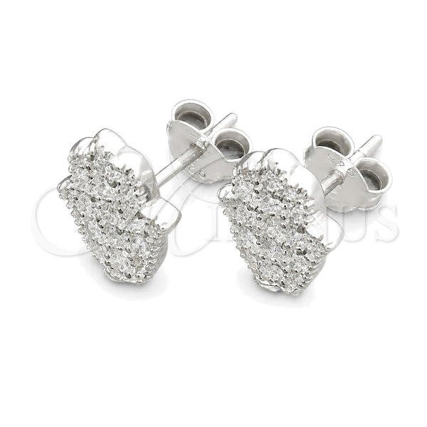 Arete Dormilona 02.399.0010 Plata Rodinada, Diseño de Manos, Pulido, Tono Plateado