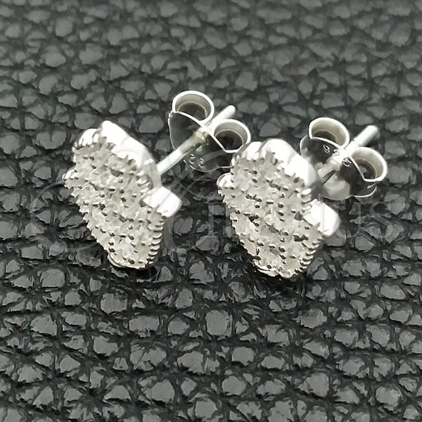 Arete Dormilona 02.399.0010 Plata Rodinada, Diseño de Manos, Pulido, Tono Plateado