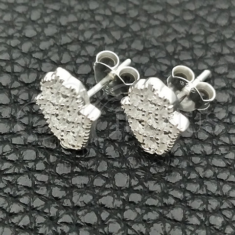Arete Dormilona 02.399.0010 Plata Rodinada, Diseño de Manos, Pulido, Tono Plateado