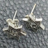 Arete Dormilona 02.399.0011 Plata Rodinada, Diseño de Judaica y Estrella de Davi, Pulido, Tono Plateado