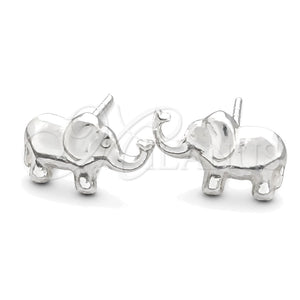 Arete Dormilona 02.399.0012 Plata Rodinada, Diseño de Elefante, Pulido, Tono Plateado