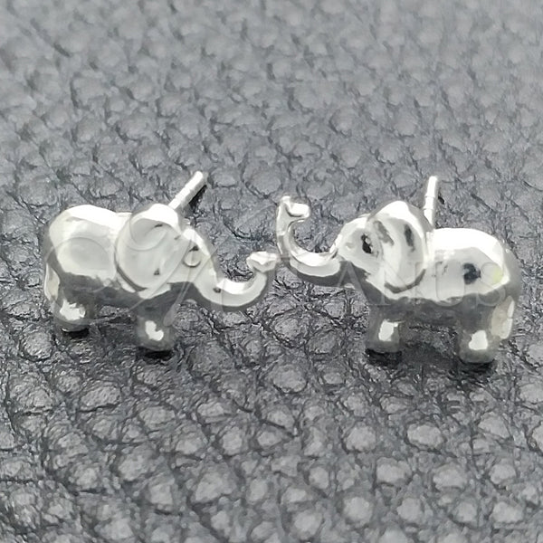 Arete Dormilona 02.399.0012 Plata Rodinada, Diseño de Elefante, Pulido, Tono Plateado