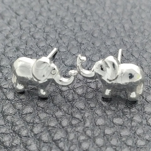 Arete Dormilona 02.399.0012 Plata Rodinada, Diseño de Elefante, Pulido, Tono Plateado