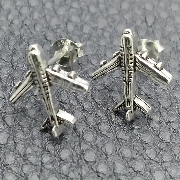 Arete Dormilona 02.399.0013 Plata Rodinada, Diseño de Avión, Pulido, Tono Plateado