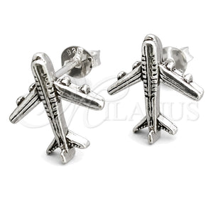 Arete Dormilona 02.399.0013 Plata Rodinada, Diseño de Avión, Pulido, Tono Plateado