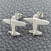 Arete Dormilona 02.399.0014 Plata Rodinada, Diseño de Avión, Pulido, Tono Plateado