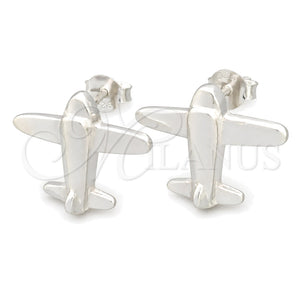 Arete Dormilona 02.399.0014 Plata Rodinada, Diseño de Avión, Pulido, Tono Plateado