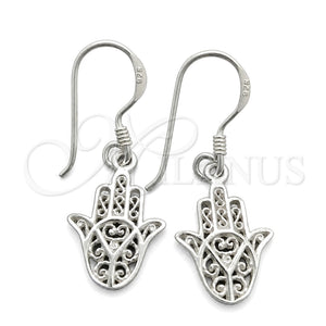 Arete Colgante 02.399.0015 Plata Rodinada, Diseño de Manos, Pulido, Tono Plateado