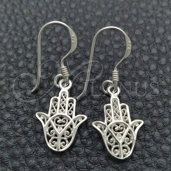 Arete Colgante 02.399.0015 Plata Rodinada, Diseño de Manos, Pulido, Tono Plateado