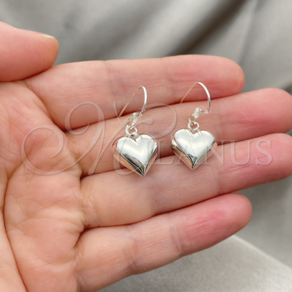 Arete Colgante 02.399.0033 Plata Rodinada, Diseño de Corazón, Pulido, Tono Plateado