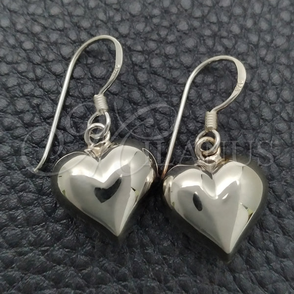 Arete Colgante 02.399.0033 Plata Rodinada, Diseño de Corazón, Pulido, Tono Plateado