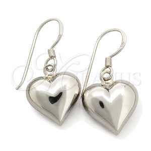Arete Colgante 02.399.0033 Plata Rodinada, Diseño de Corazón, Pulido, Tono Plateado