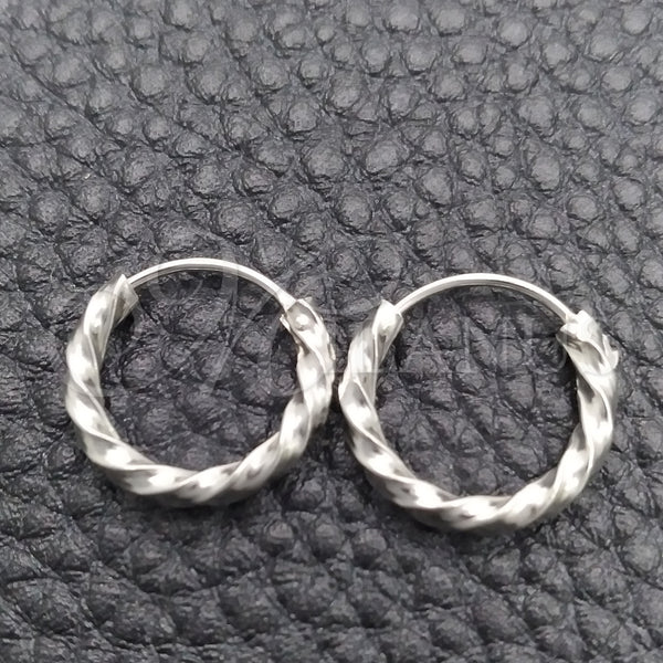 Argolla Pequeña 02.399.0032.15 Plata Rodinada, Diseño de Torcido, Diamantado, Tono Plateado