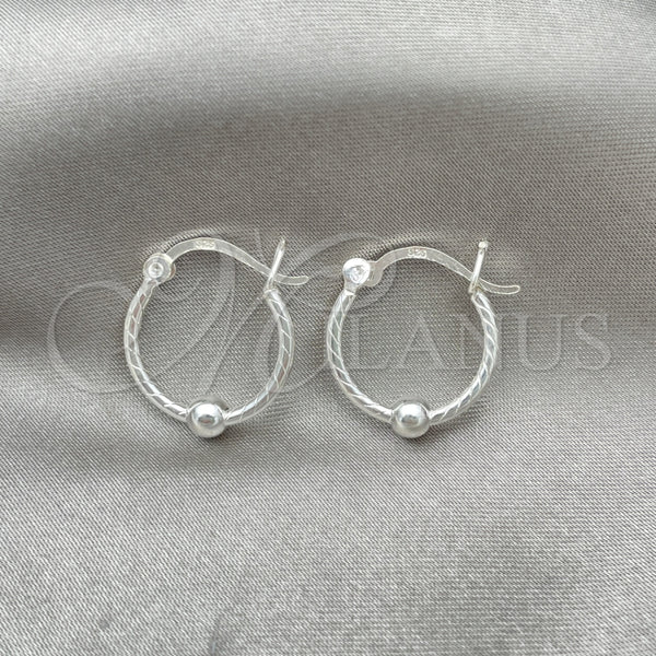 Argolla Pequeña 02.399.0018.15 Plata Rodinada, Diseño de Torcido y Bola, Pulido, Tono Plateado